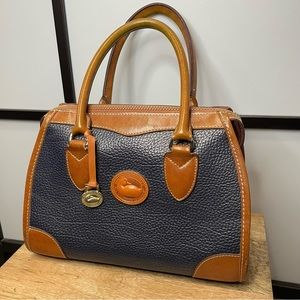 Vintage Dooney & Bourke Brown & Midnight Blue Structured Handbag /Satchel